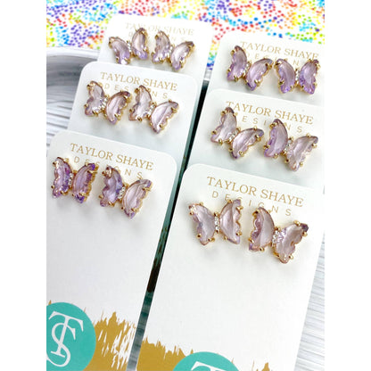 Colorful Crystal Butterfly Studs