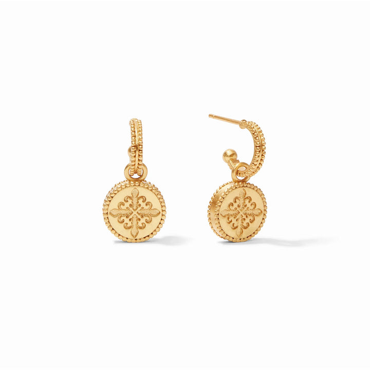 Fleur-de-Lis Hoop &amp; Charm Earring - Pave CZ