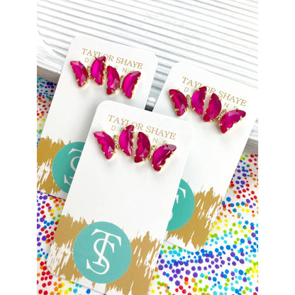 Colorful Crystal Butterfly Studs
