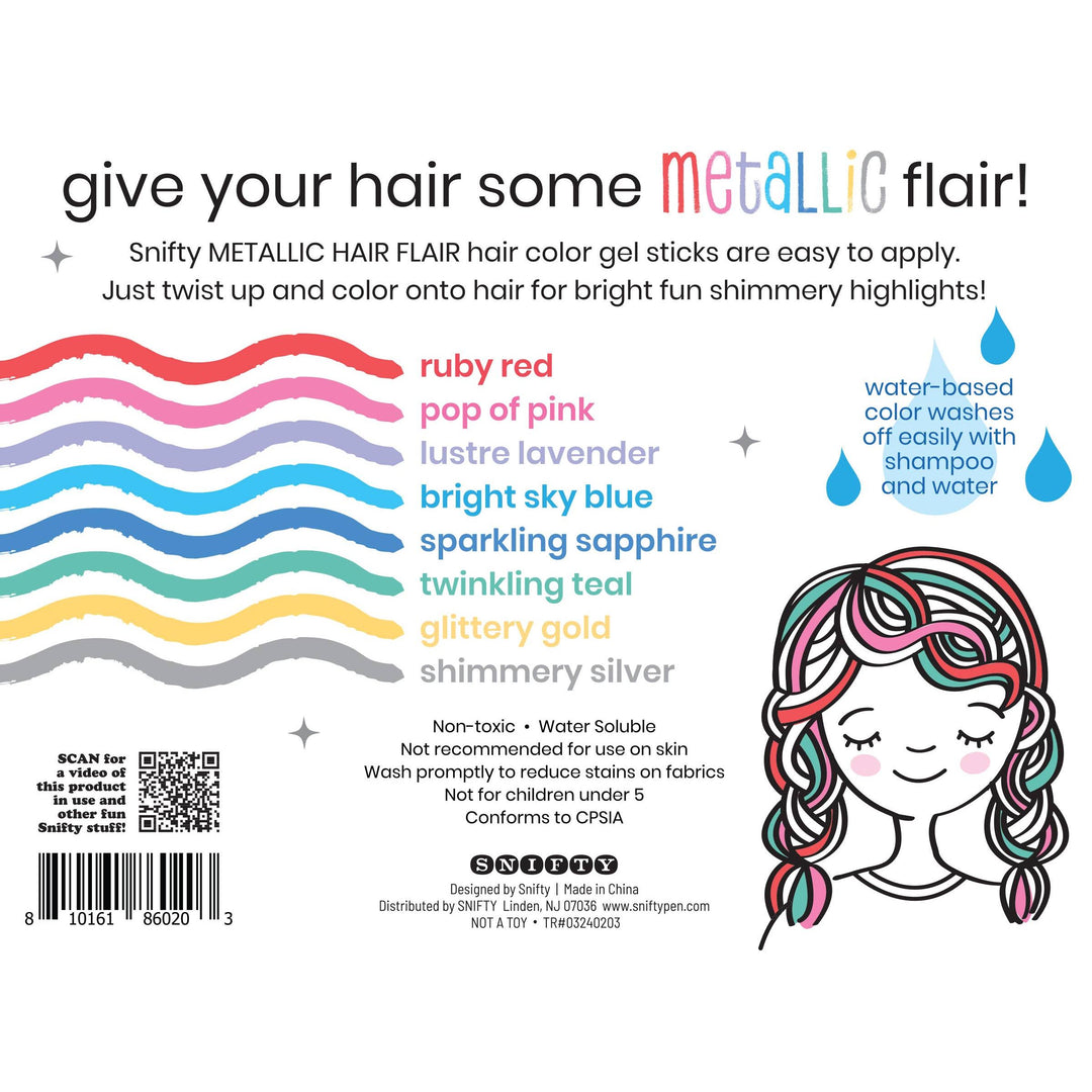 Hair Flair Metallic Shimmery Hair Color Gel Sticks Set of 8