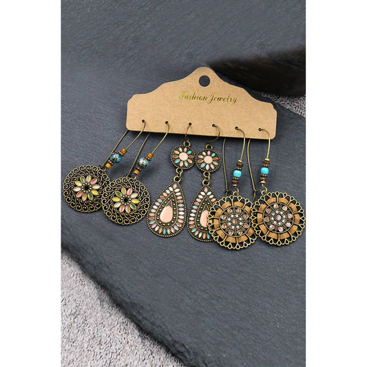 Gold Boho Retro Hollow Dangle Earrings Set