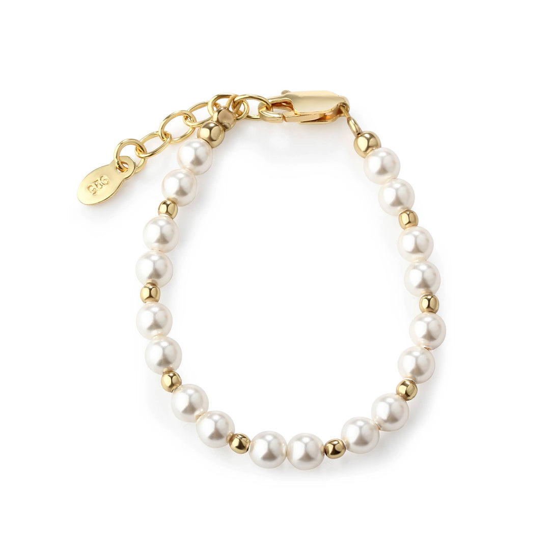 Girls 14K Gold-Plated Pearl Baby Bracelet Children&