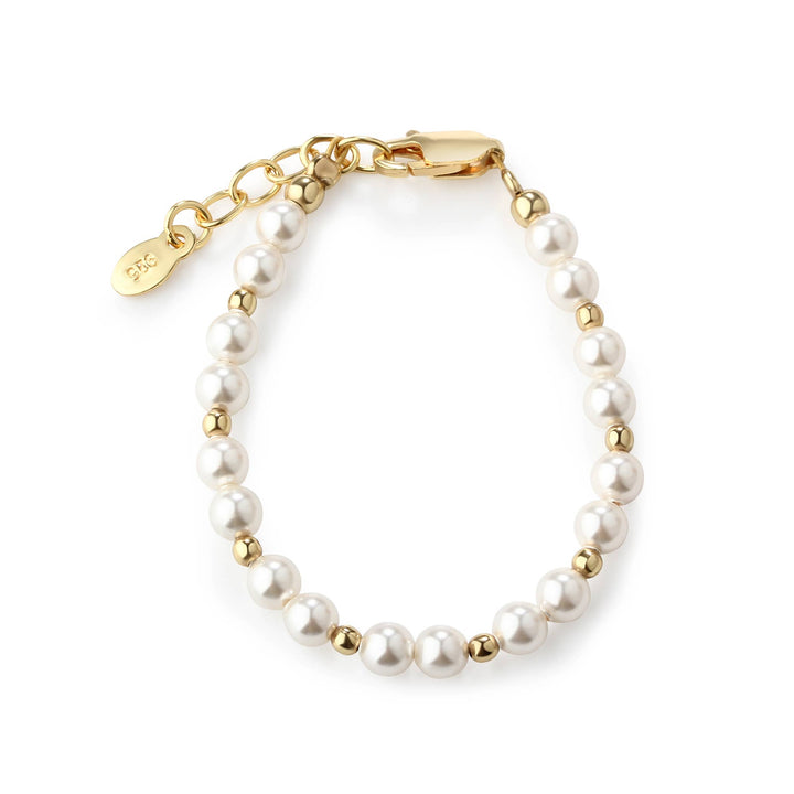 Girls 14K Gold-Plated Pearl Baby Bracelet Children&
