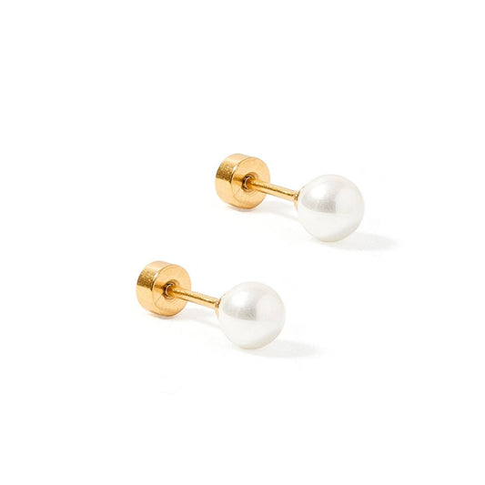 Screwback Stud Earrings - Payton Pearl White 3mm