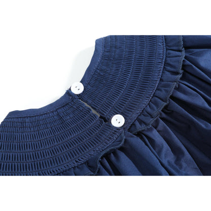 Blue Nativity Smocked Ruffle Bishop Dress