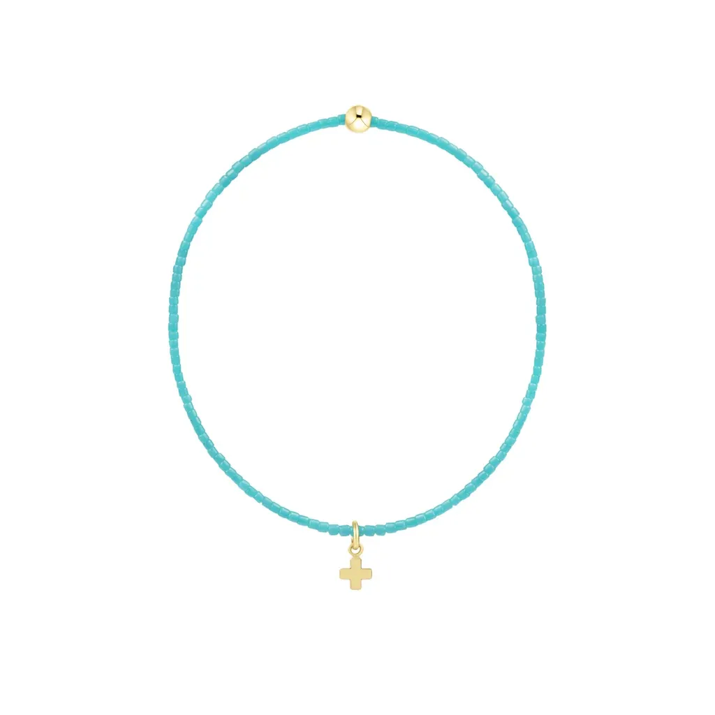enewton Hope Classic Turquoise Bracelet featuring a small 14kt gold-filled signature cross charm.