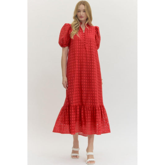 The "Sutton" Eyelet Midi Dress by Entro