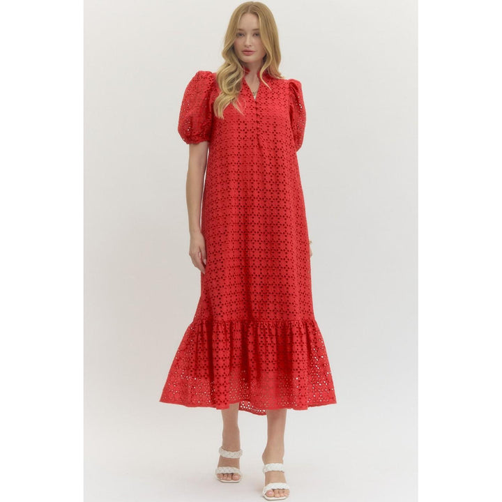 The "Sutton" Eyelet Midi Dress by Entro