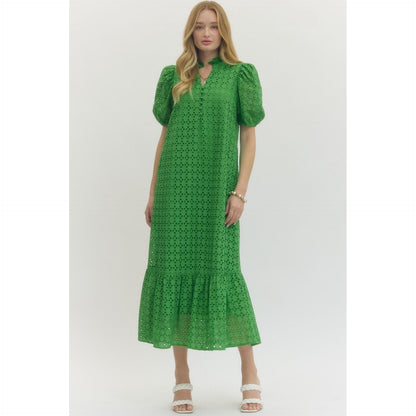 Green eyelet dress