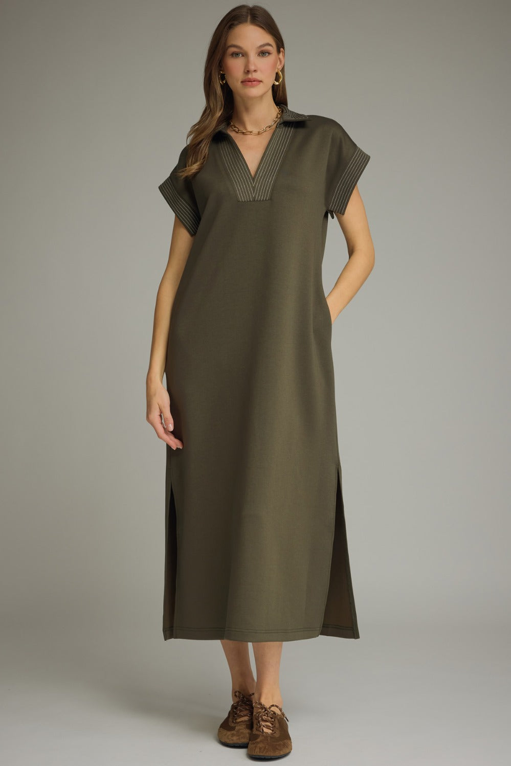Model wearing the Entro Elara Dress in Black