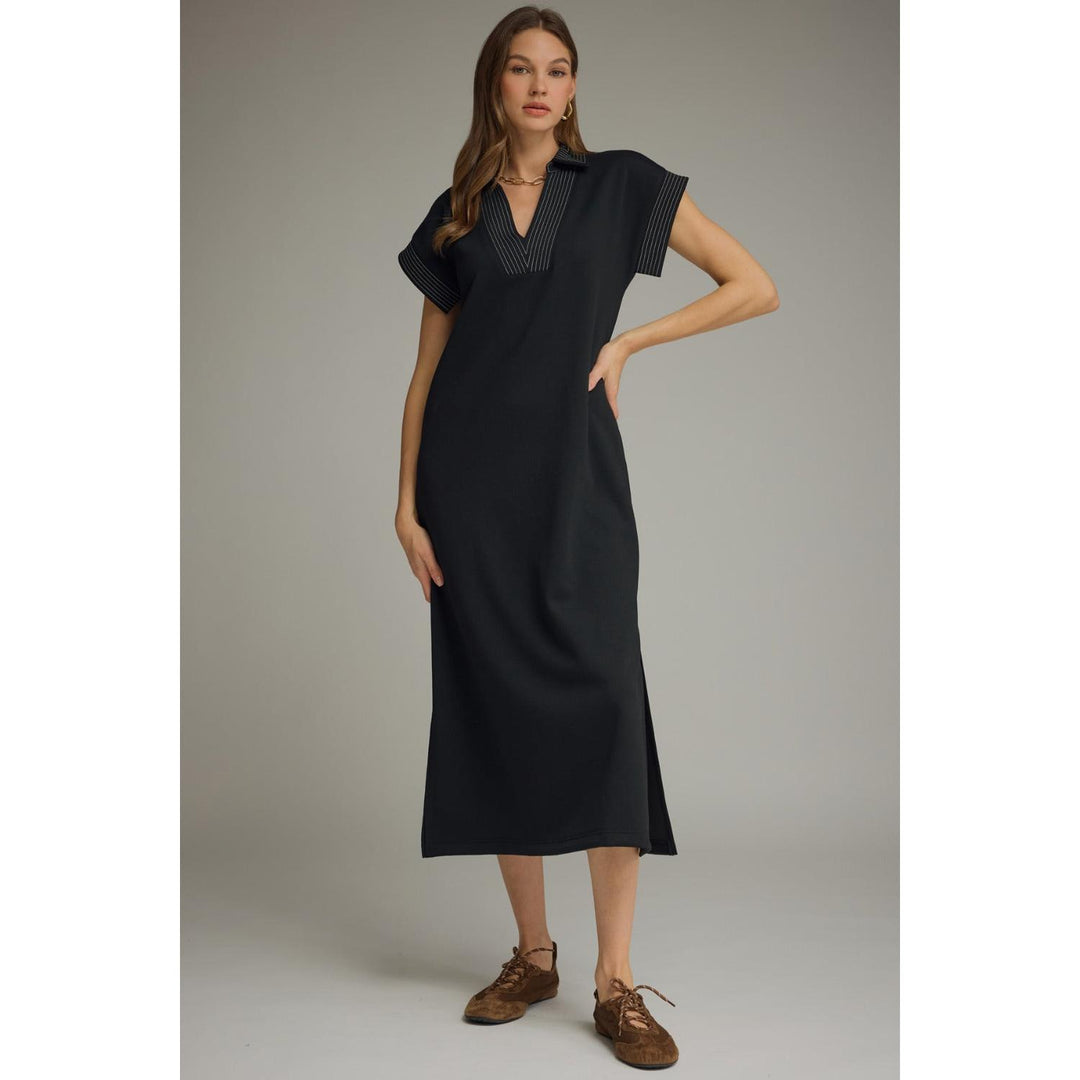 Model wearing the Entro Elara Dress in Black