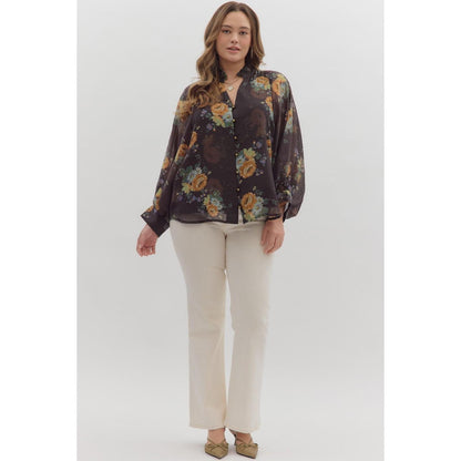 The Lila Floral Ruffle Neck Top