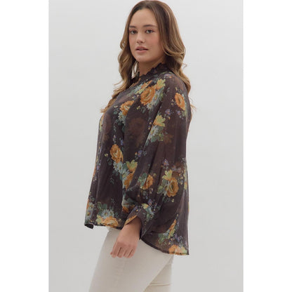 The Lila Floral Ruffle Neck Top