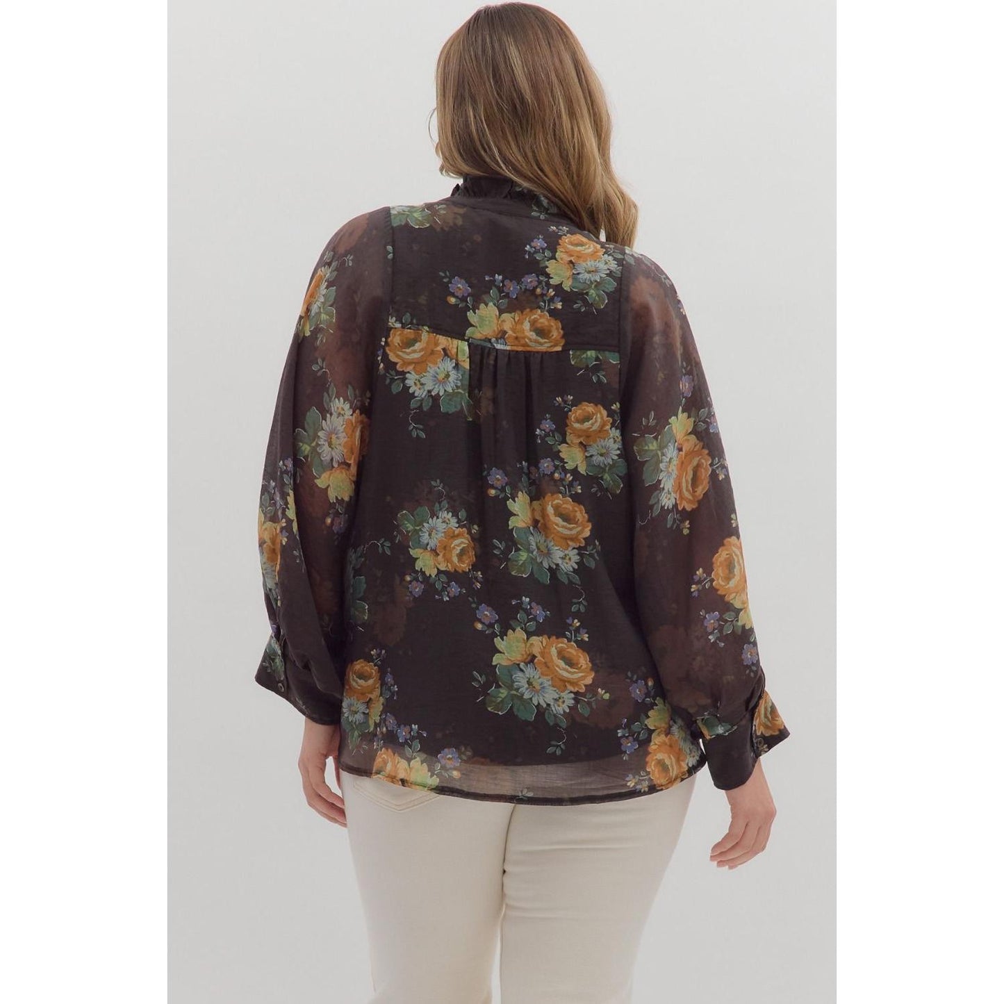 The Lila Floral Ruffle Neck Top