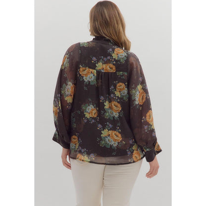 The Lila Floral Ruffle Neck Top