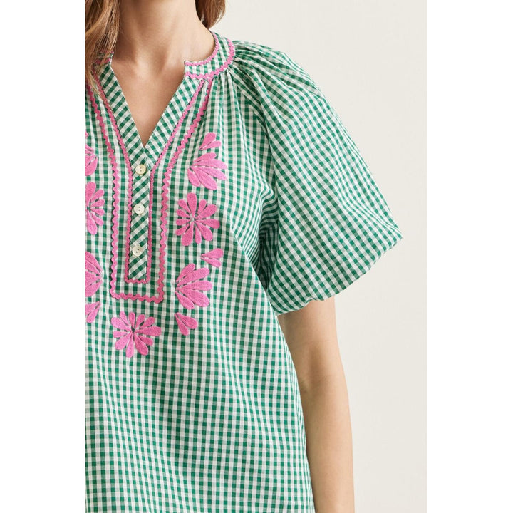 The Tessa Green Plaid Flutter Sleeve Top