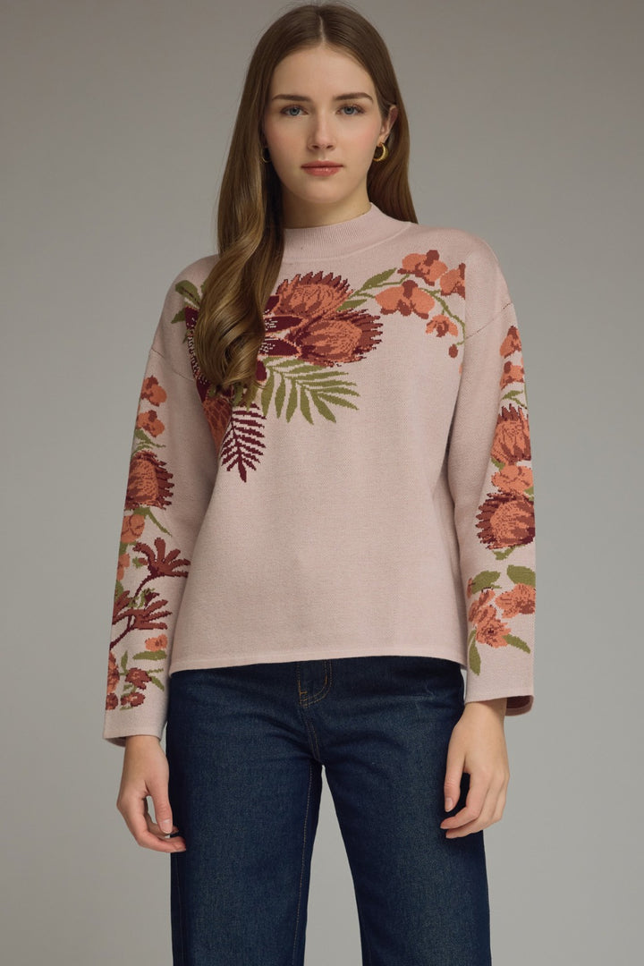 Model wearing the Entro Navy Bloom Top in Navy