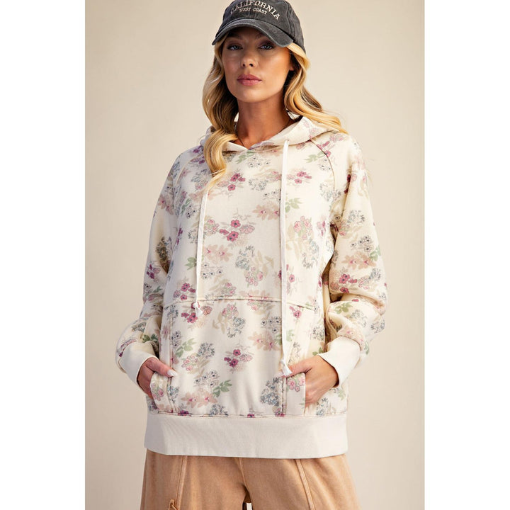 Imogen floral hooded pullover styled casual, relaxed fit