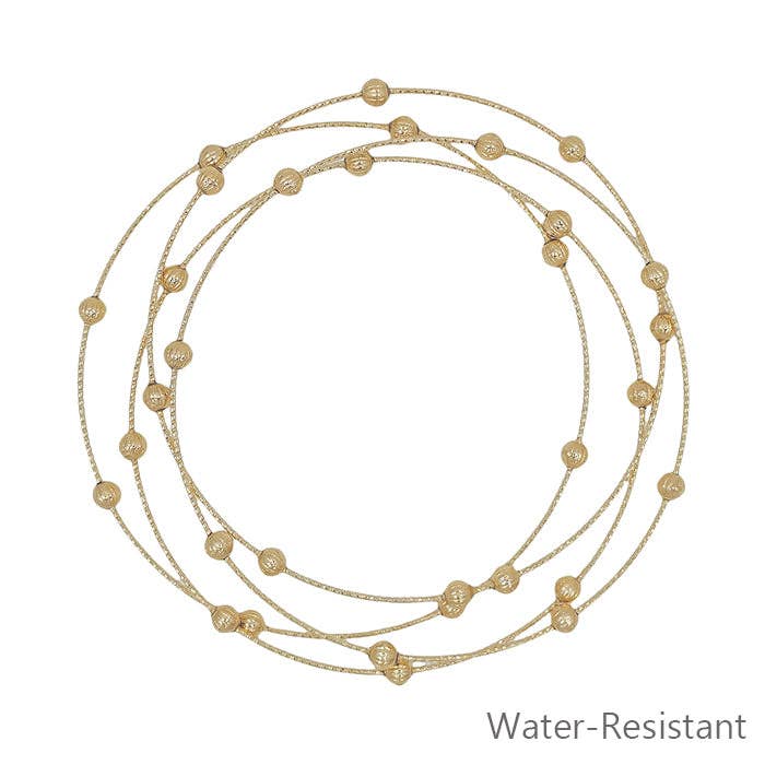 Water Resistant Thin Gold Bangle with Beaded Accent( Set of 4) Bracelets