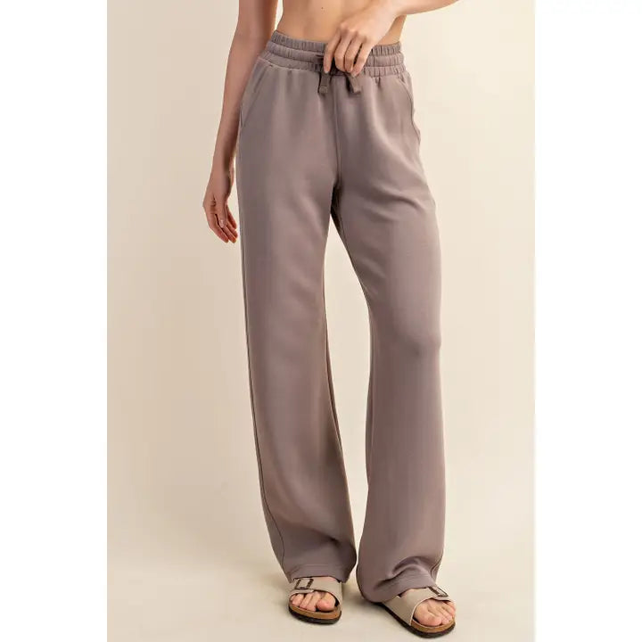 Modal Poly Span Quarter Zip Mock Neck Pullover &amp; Scuba Straight Pant Set