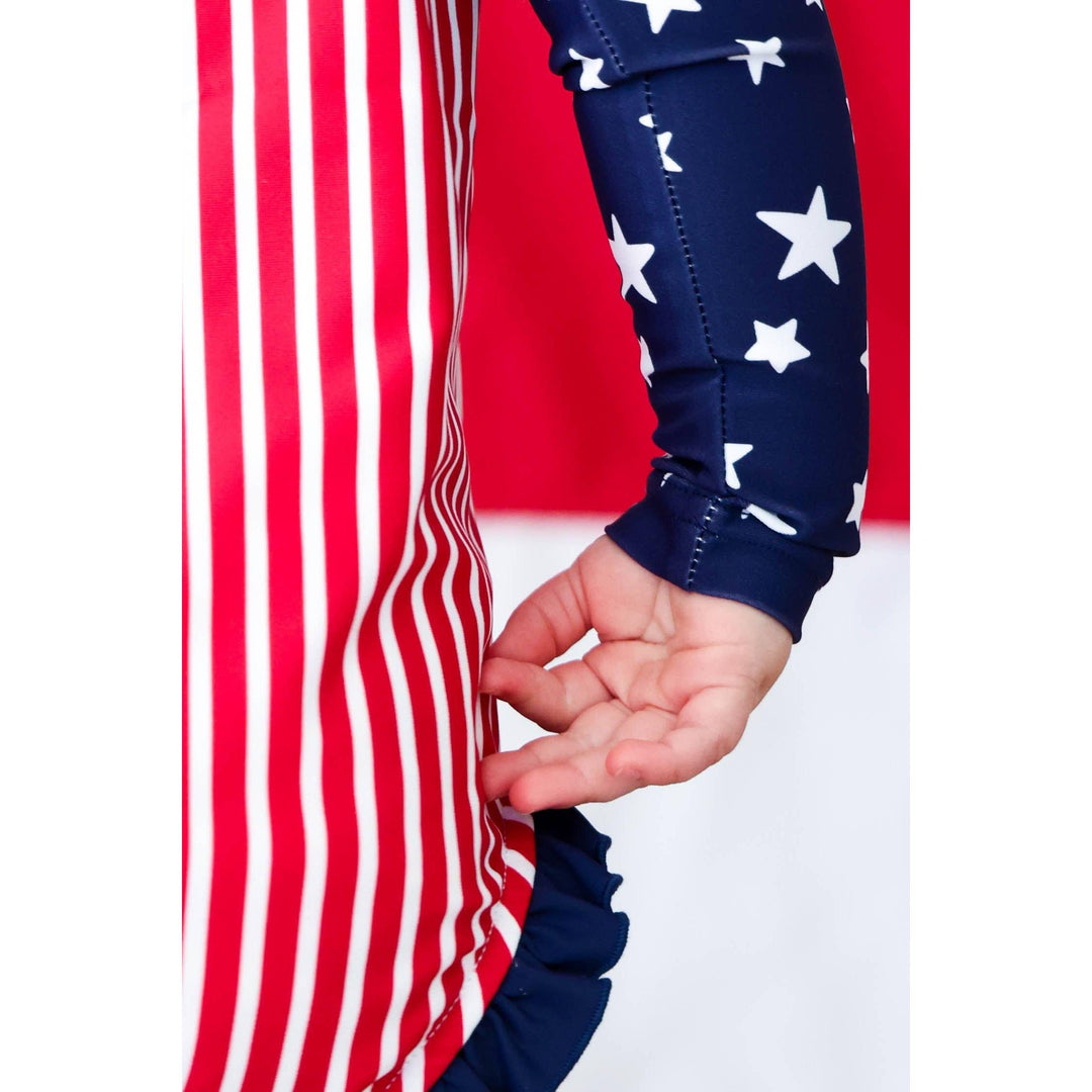 Long Sleeve Rash Guard with Front Zipper | Stars &amp; Stripes Party