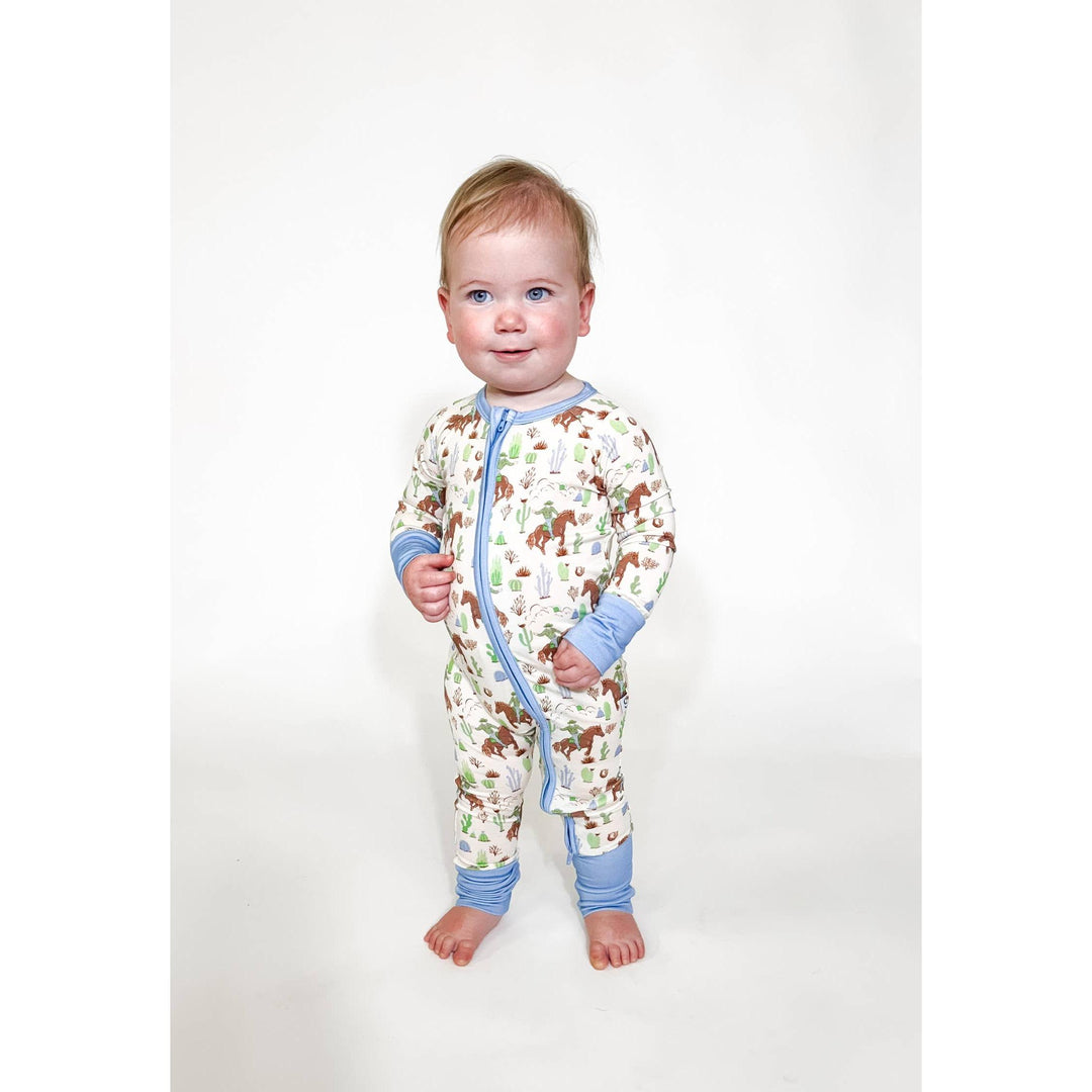 Saddle Up, Cowboy Toile  - LS Convertible Zip PJs