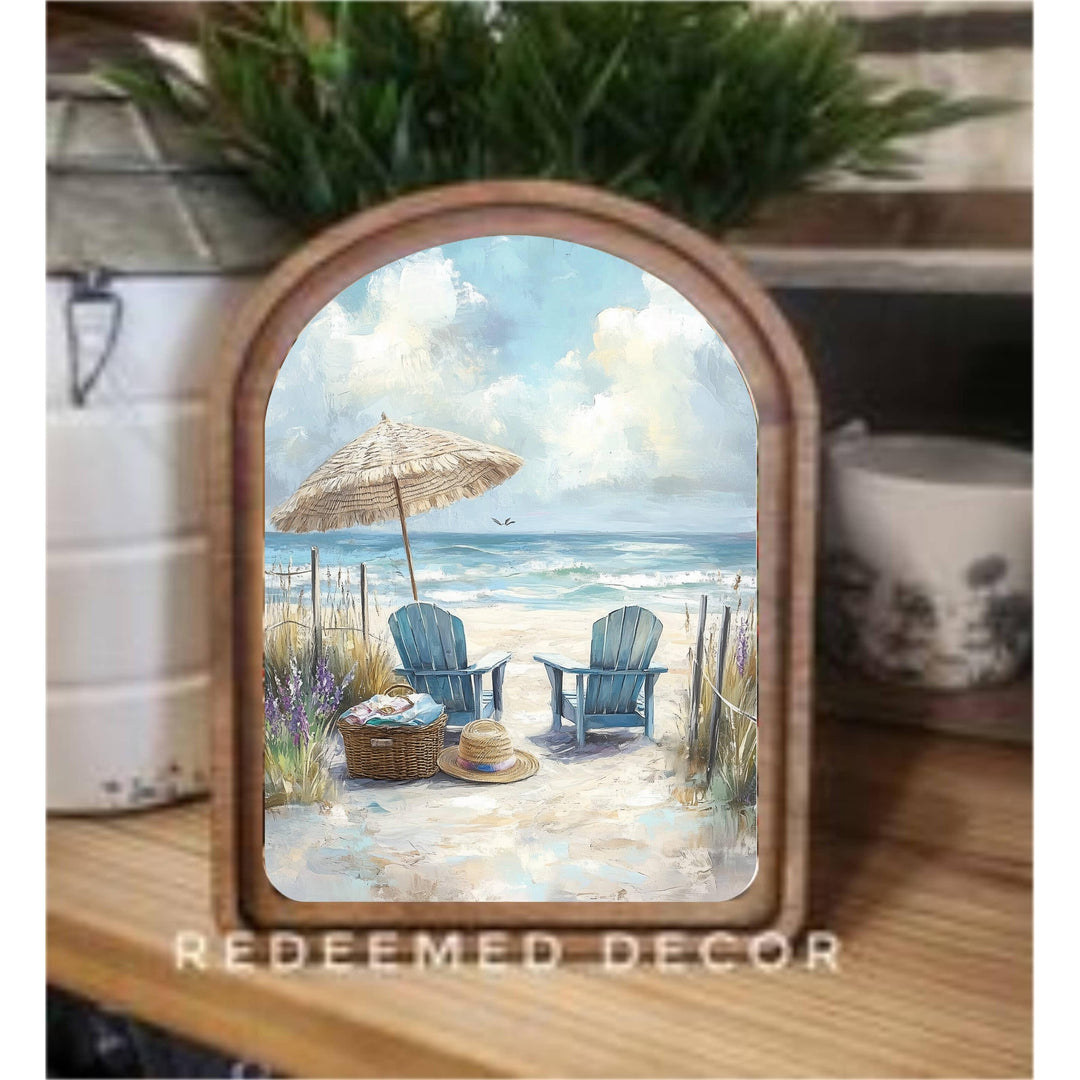 Arch Top Beach Chairs Framed Art