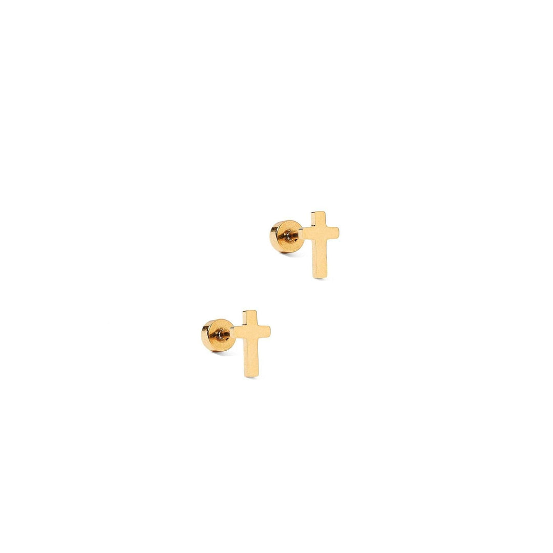 Screwback Stud Earrings - Catherine Cross Gold