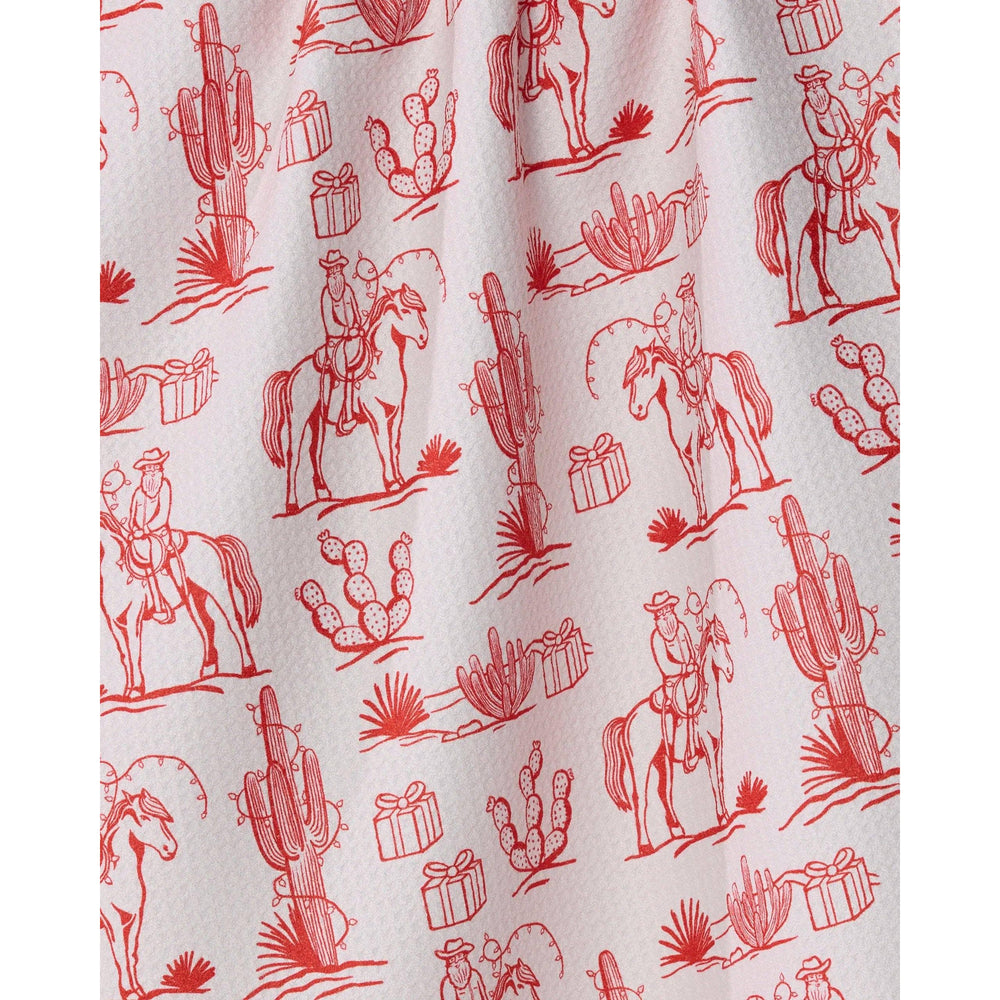 Geometry House Cowboy Claus Tea Towel in the Candy colorway.
