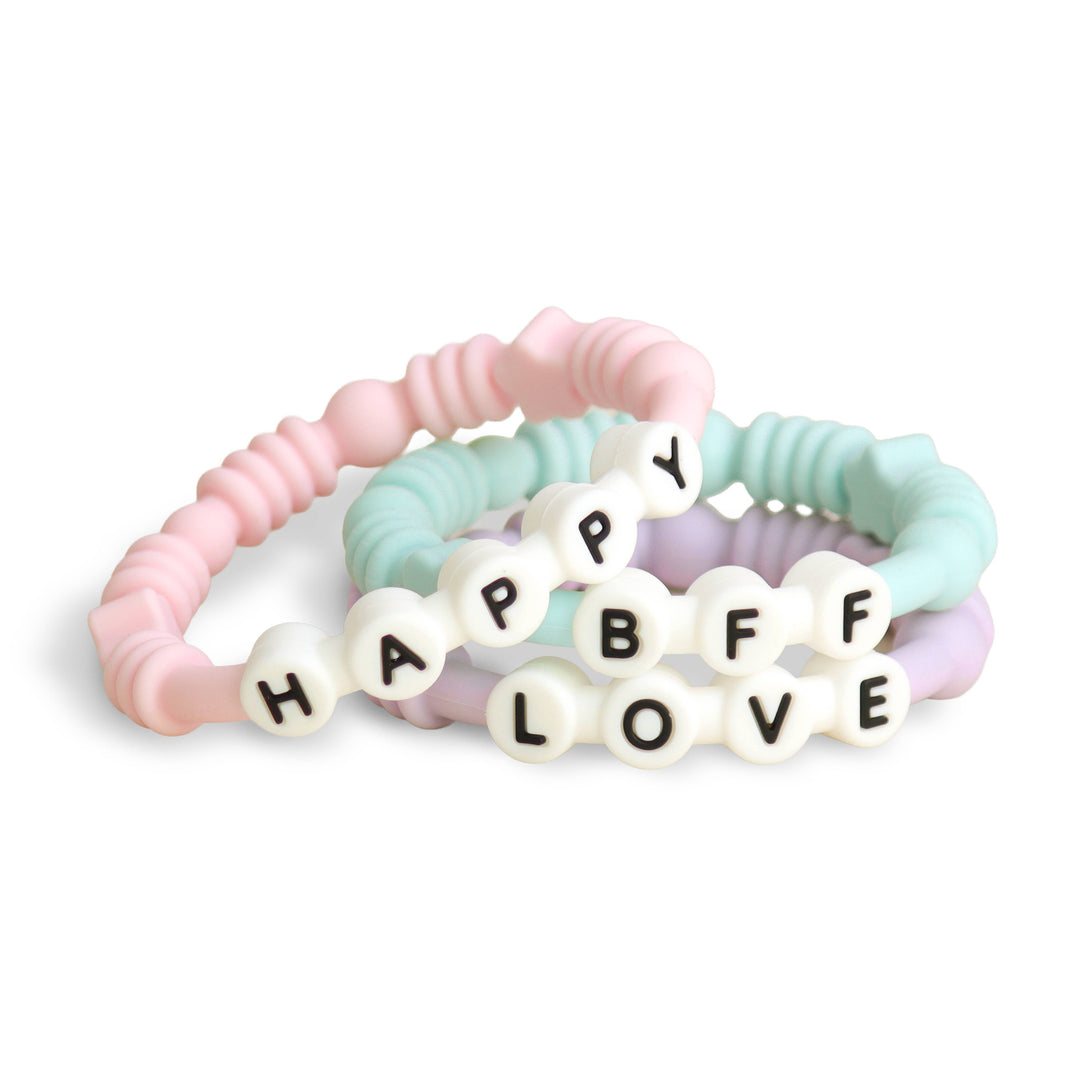 Itzy Ritzy Bitzy Bands™ - Silicone Teething Rings Friendship Bracelet Set