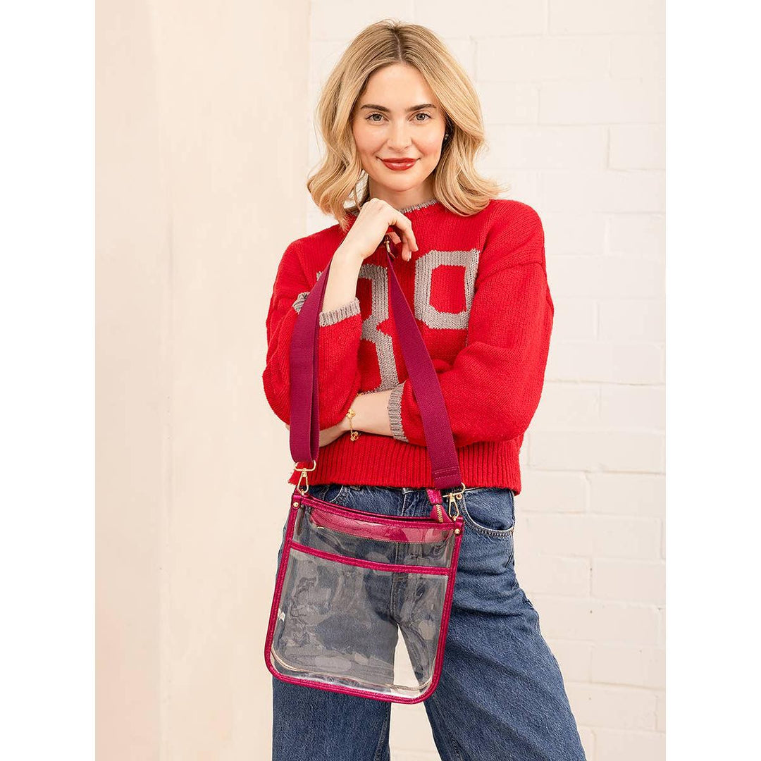 Jen &amp; Co Posie Clear Crossbody Bag | Stadium-Approved | Vegan Leather Trim