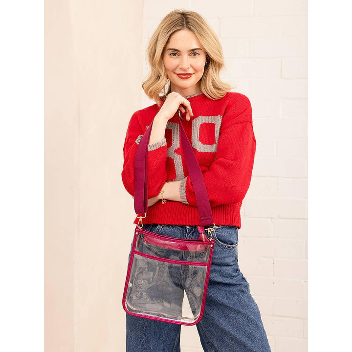 Jen &amp; Co Posie Clear Crossbody Bag | Stadium-Approved | Vegan Leather Trim