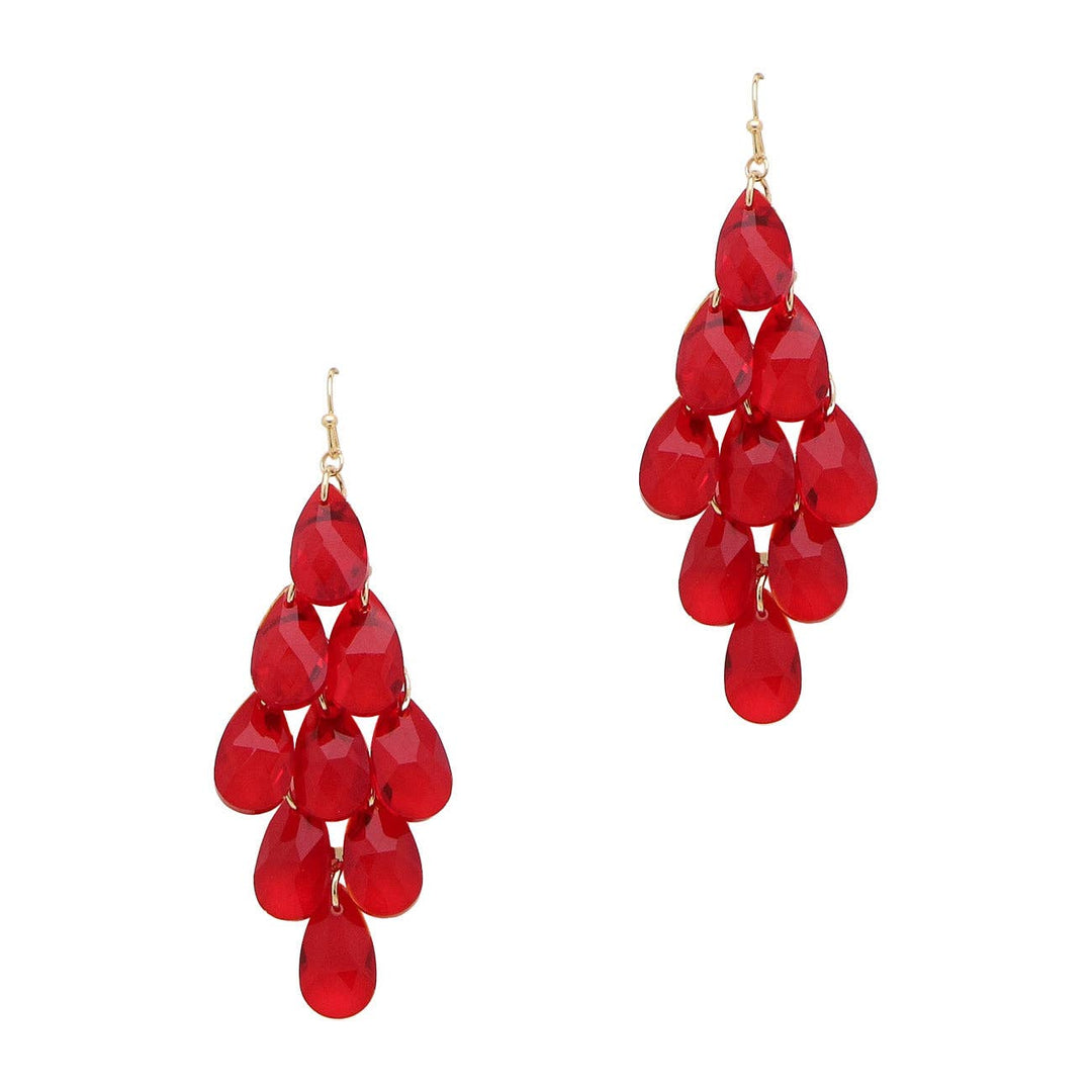 Red Crystal Drop 2.25" Earring, Great for Holiday!