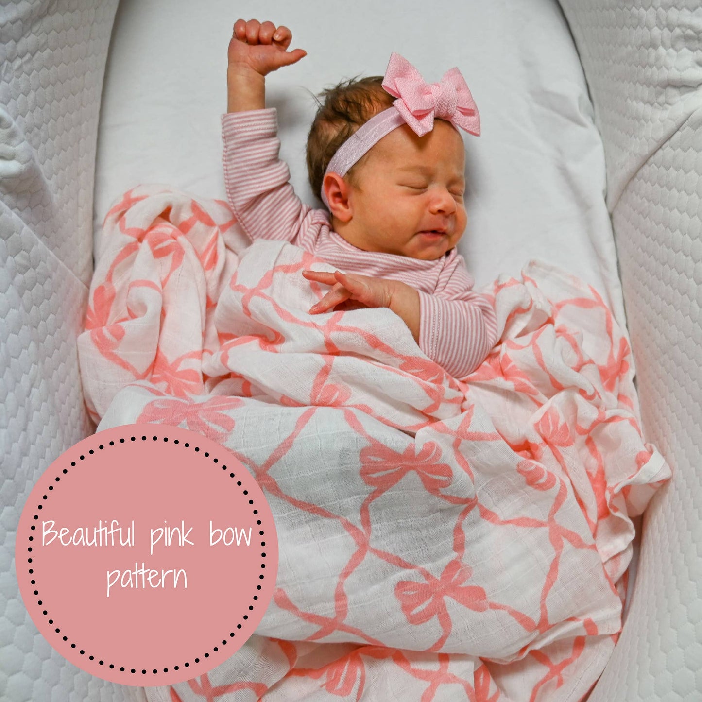 Beautiful Bows Baby Muslin Swaddle Blanket