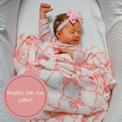 Beautiful Bows Baby Muslin Swaddle Blanket