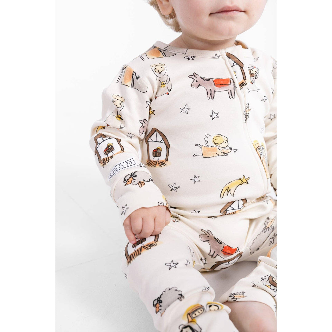 Away in a Manger PJ Footless Onesie Cotton