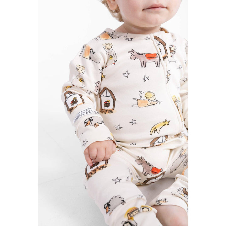 Away in a Manger PJ Footless Onesie Cotton