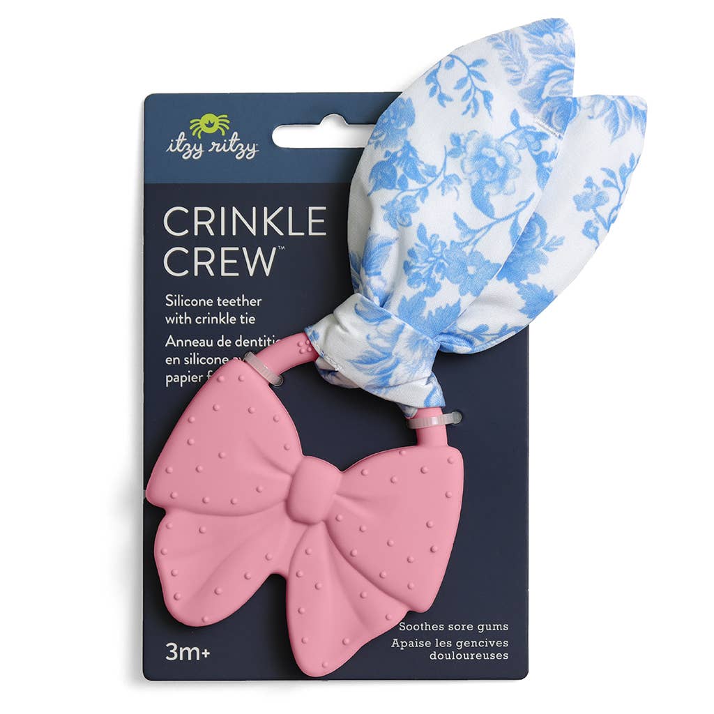 Itzy Ritzy Crinkle Crew Sensory Teether - Pink Bow Baby Toy