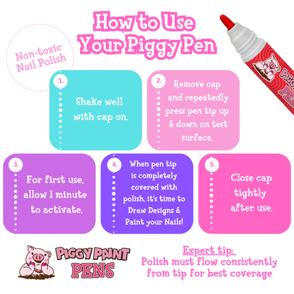 Razzle RED Piggy Paint Pen Non--Toxic Kids Nail Polish