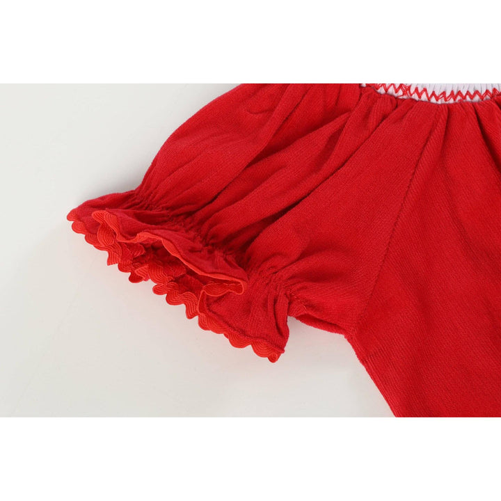 Red Velvet Christmas Smocked Bishop Dress
