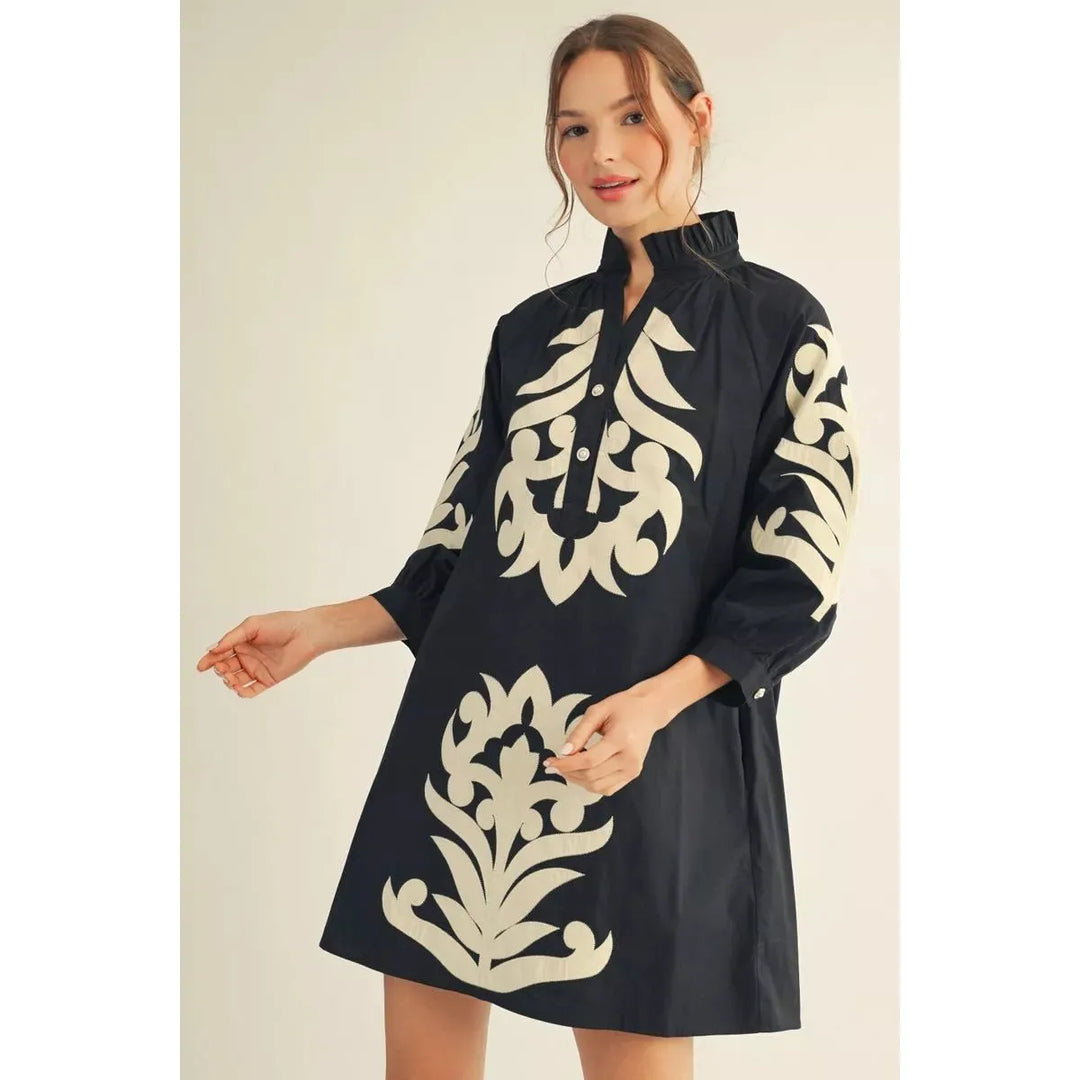 The Vivienne Baroque Appliqué Shift Dress