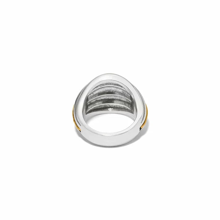 Brighton Ferrara Deco Ring featuring a beautiful two-tone hammered texture and Art Deco design.