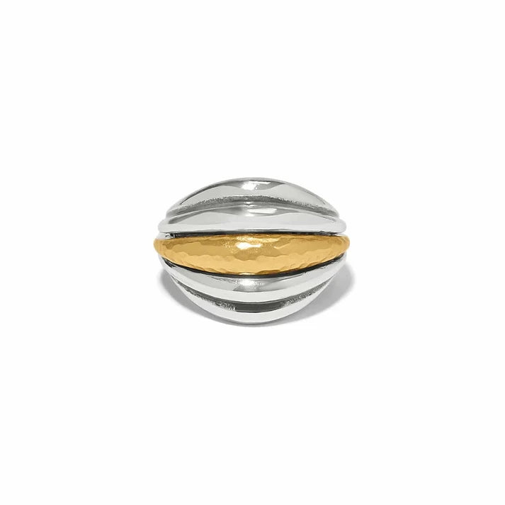 Brighton Ferrara Deco Ring featuring a beautiful two-tone hammered texture and Art Deco design.