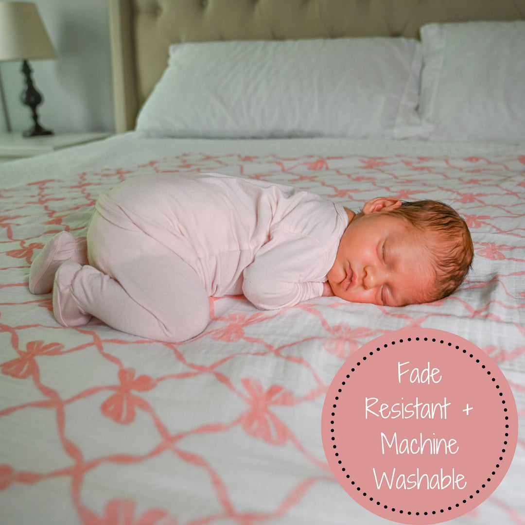 Beautiful Bows Baby Muslin Swaddle Blanket