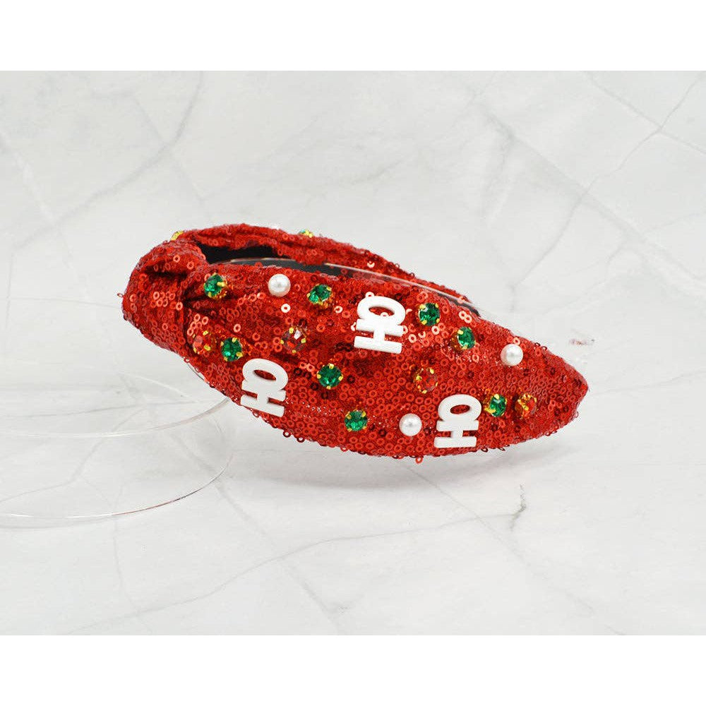 Red Headband with Ho,Ho,Ho and Christmas Accents