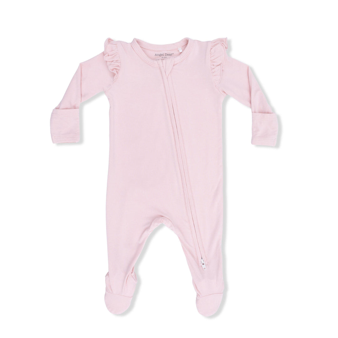 Angel Dear Solid Lotus — 2 Way Ruffle Sleeve Zipper Footie