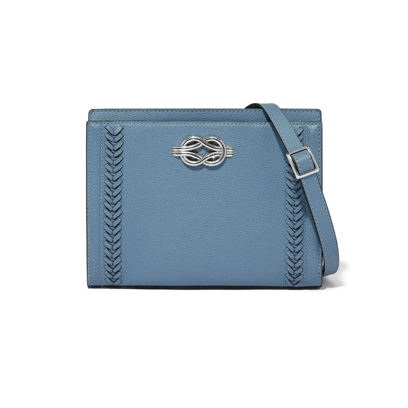 Brighton Findley Organizer in Balboa light blue leather featuring herringbone textures and a silver-tone hardware accent.