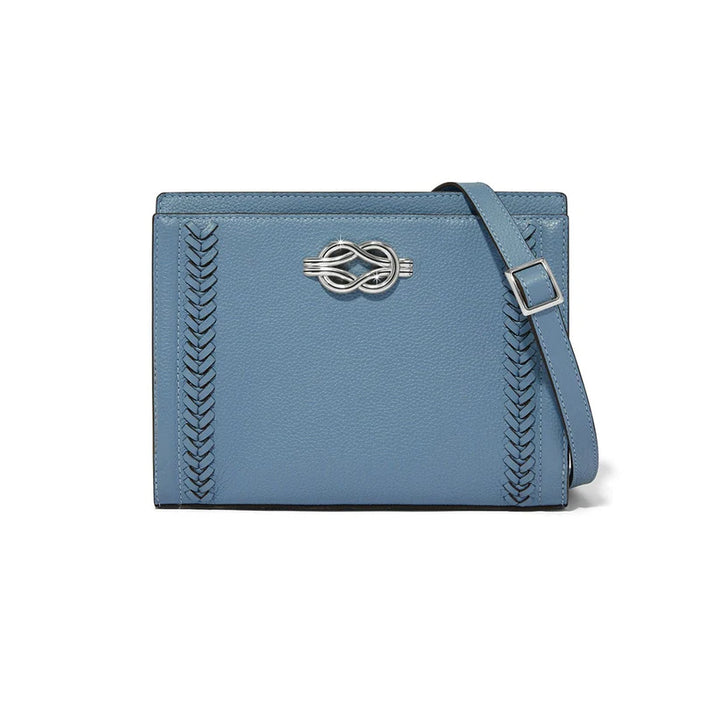 Brighton Findley Organizer in Balboa light blue leather featuring herringbone textures and a silver-tone hardware accent.