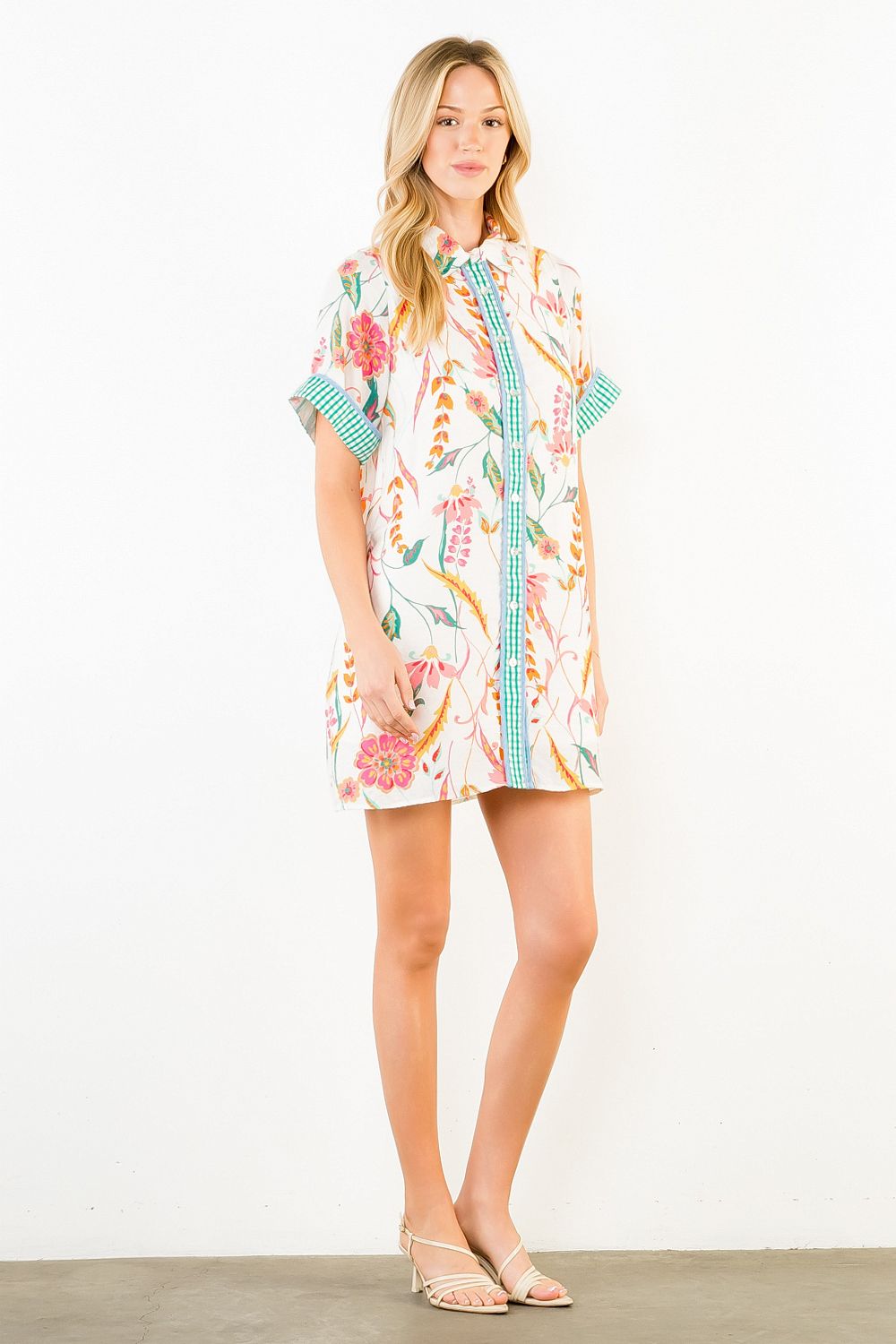 THML Floral Print Collared Dress