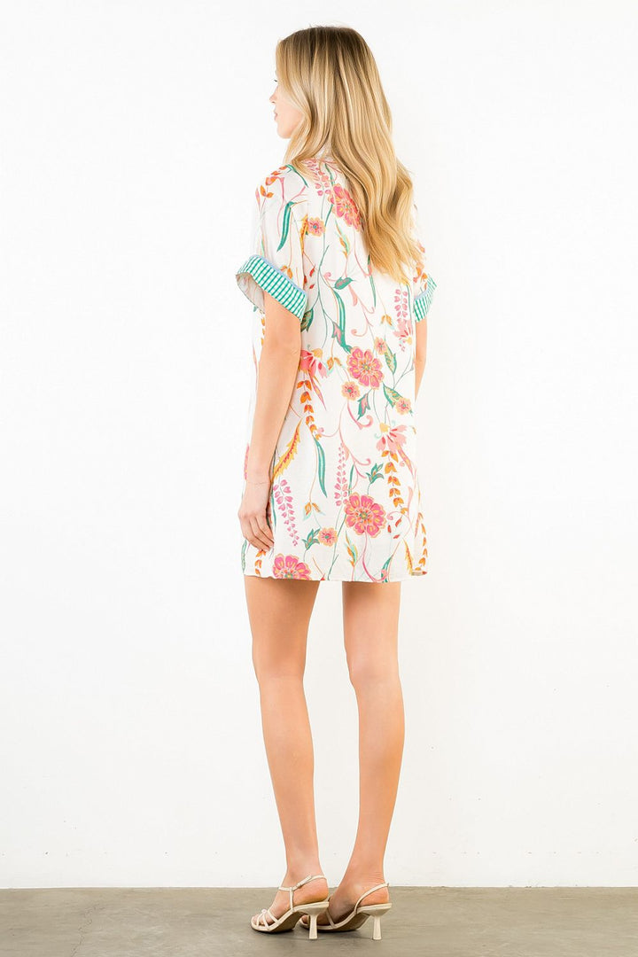 THML Floral Print Collared Dress